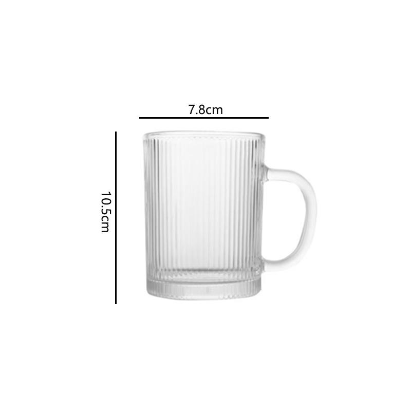 330ml Drinkware Household Transparent 4pcs Set Wheat Beer Glass Vertical Striped Glass Cup Heat Resistant Water Mug with Handle
