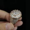 Exaggerated and Domineering Copper Zircon Flower Diamond Ring, European and American Hip-hop and Rap Trendy Men's Ring