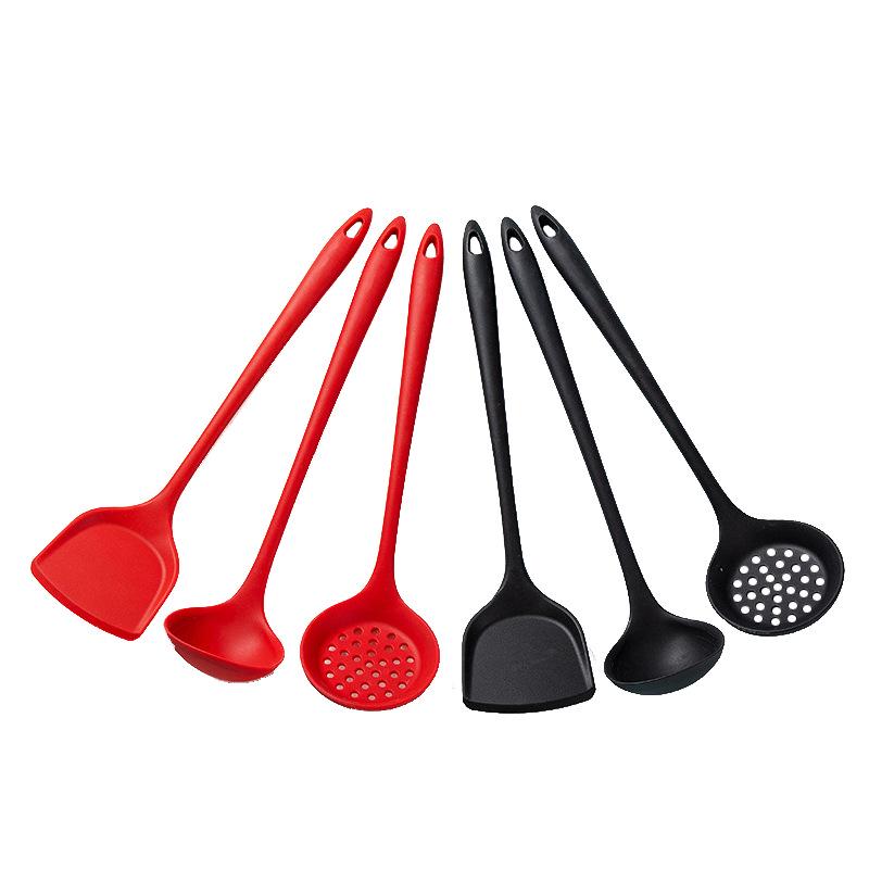 Large Silicone Cooking Utensils Set: Spatula, Soup Ladle, and Skimmer Strainer