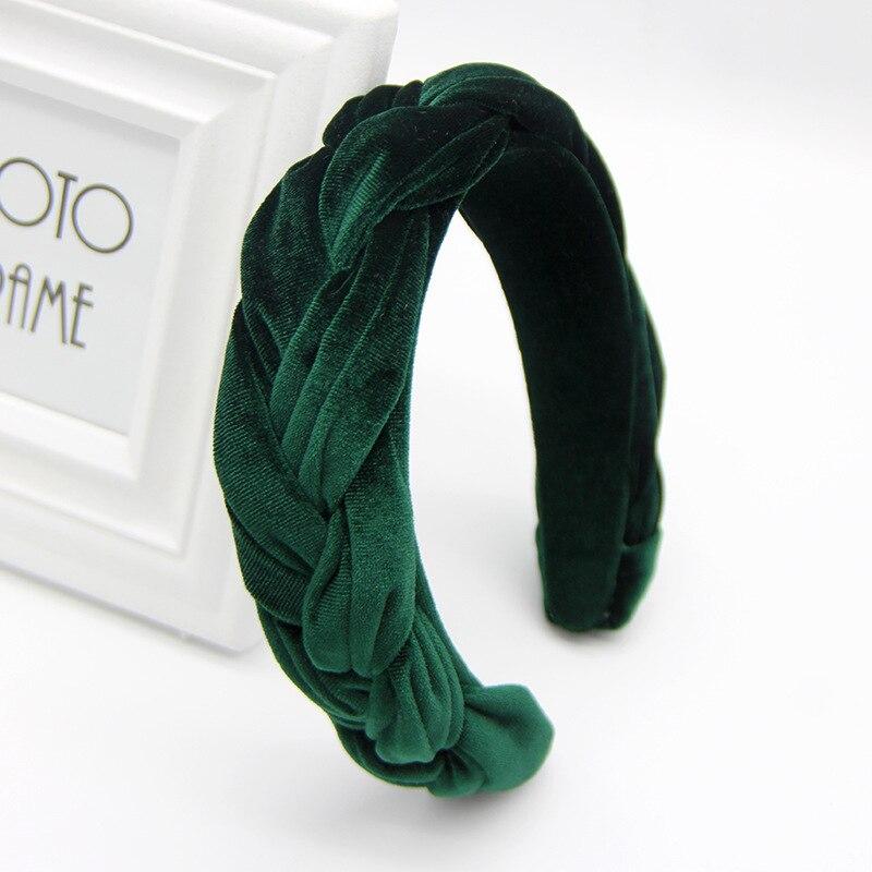 

Розкішна пов язка для волосся з оксамитовою косою Широка пов язка для волосся Обруч для волосся Модна пов язка для волосся Пов язки для волосся для жінок темно-зелений колір