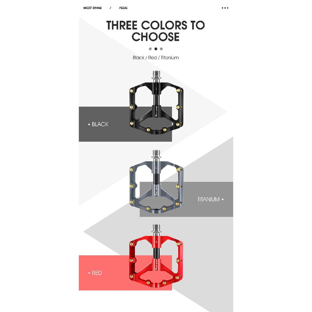 WEST BIKING Bicycle Pedal Three Bearing MTB Road Bicycle Pedal Aluminum Alloy Anti Slip Universal Bicycle Accessories