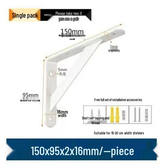 Wall-mounted Triangle Iron Bracket: Right Angle Shelf Support and Load-bearing Storage