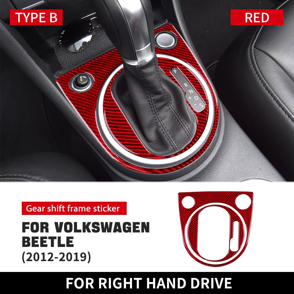 Real Soft Carbon Fiber For Volkswagen Beetle 2012 2013 2014 2015 2016 2017 2018 2019 Car Gear Shift Panel Sticker Accessories