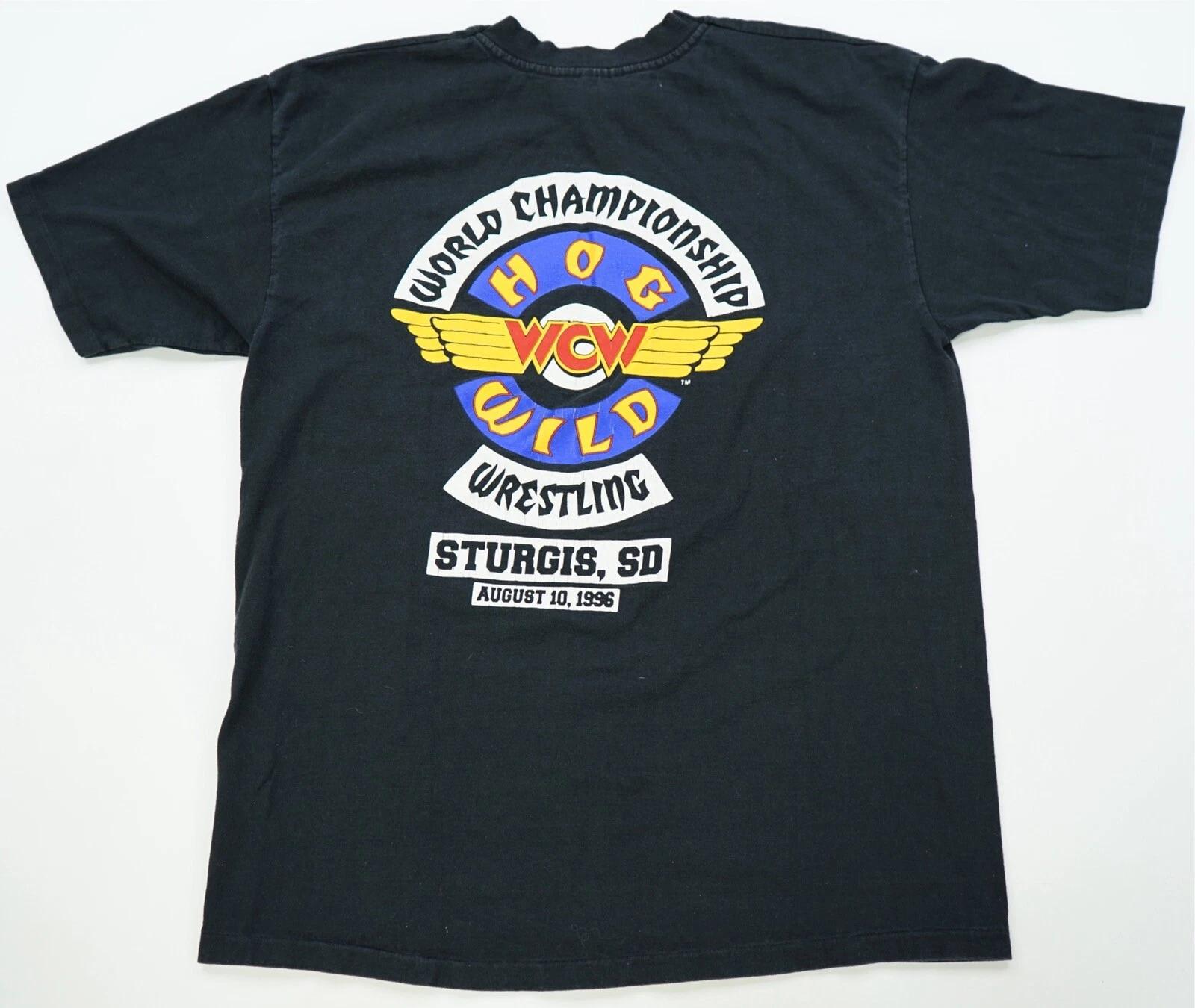 Rare VTG WCW World Championship Wrestling Hog Wild Sturgis 1996 T Shirt 90s XL 2XL