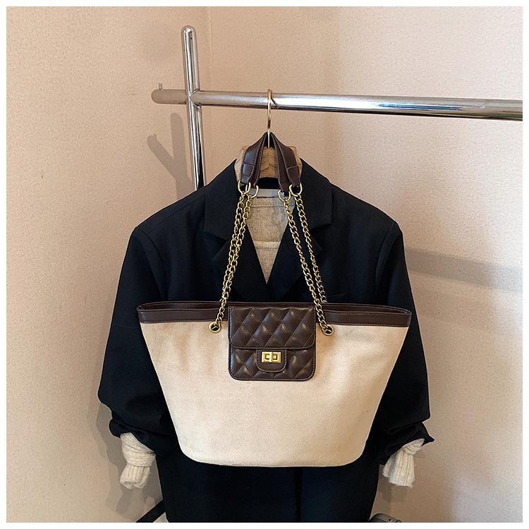 2025 Women's Fashion Textured Large-Capacity Frosted Chain Shoulder & Crossbody Tote Bag