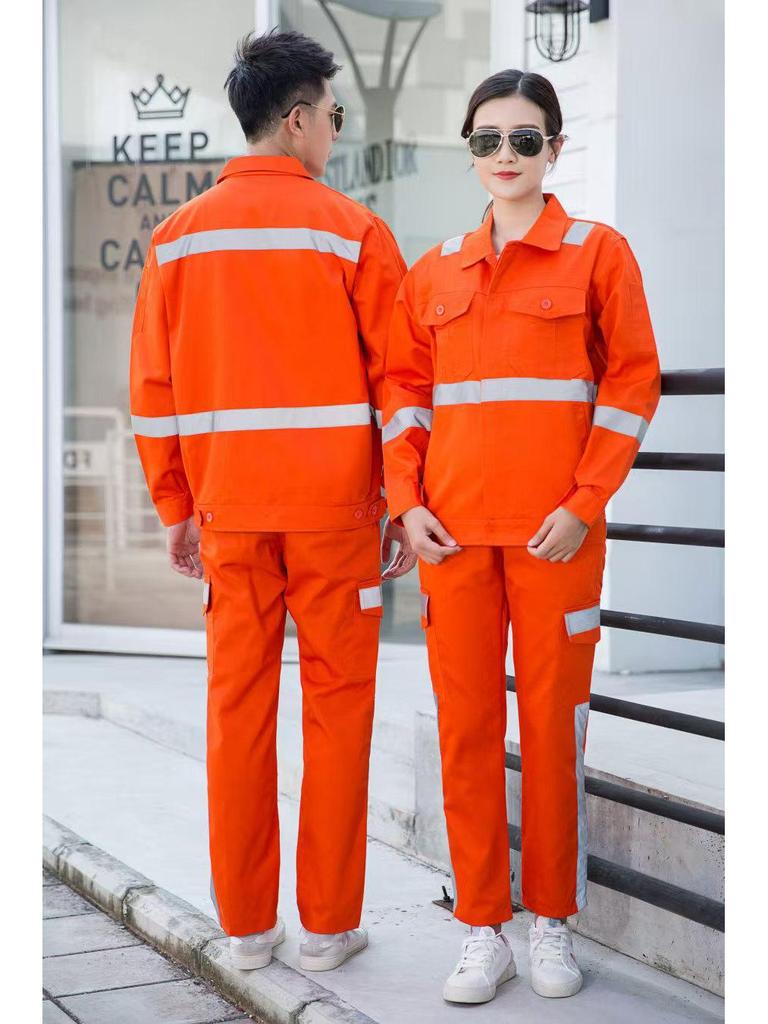 Reflective Workwear Set: Spring & Autumn, Summer Sanitation, Road Construction, Wear-resistant, Thin Long-sleeved Uniform