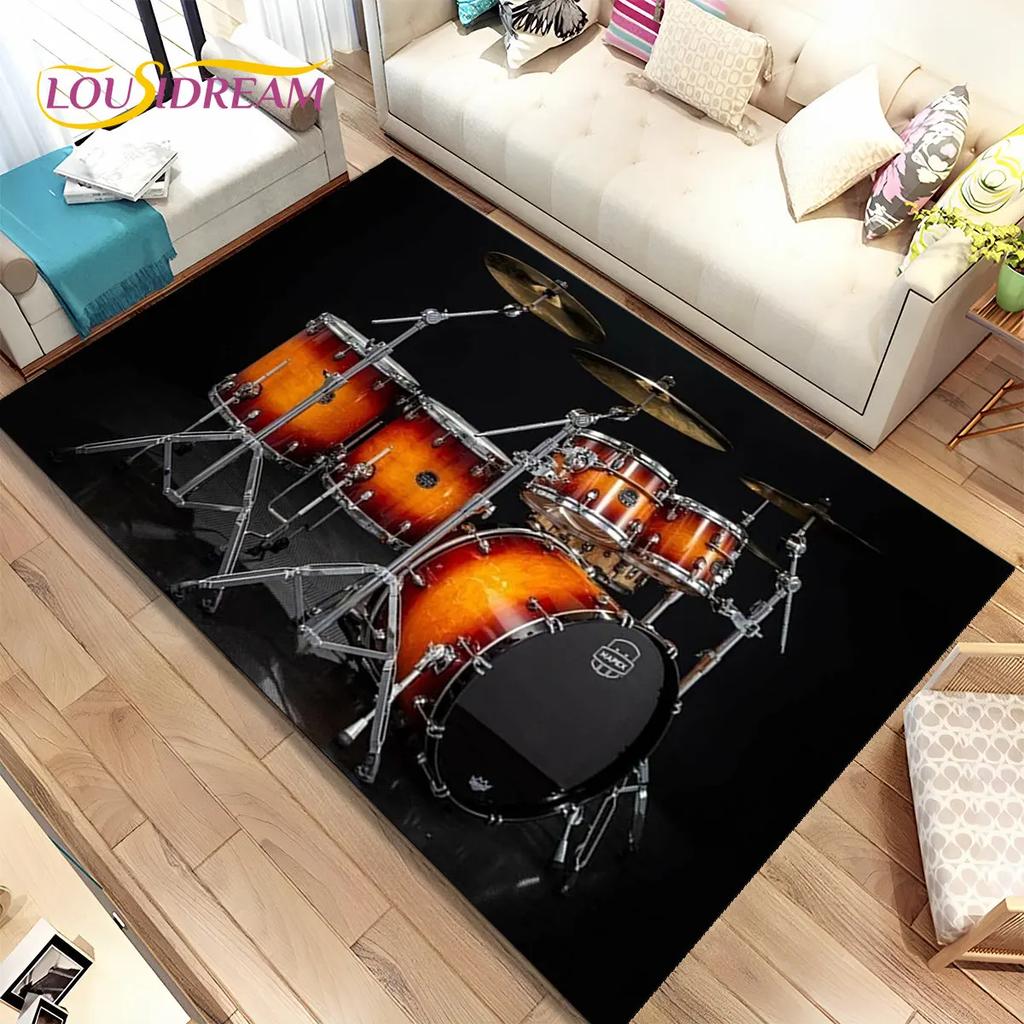 Drum Kit Music Drum Set Instruments Area Rug,Carpet Rug for Home Living Room Bedroom Sofa Doormat Decor,kids Non-slip Floor Mat