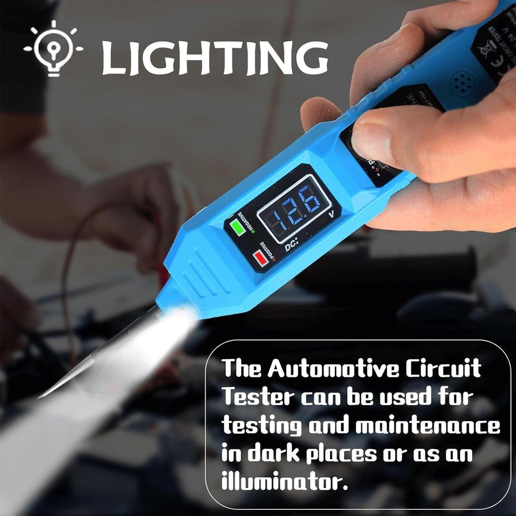 6-24V DC Circuit Probe Tester with Test Light, Short/Open Circuit & Polarity Identification, Overload Protection Auto Diagnostic