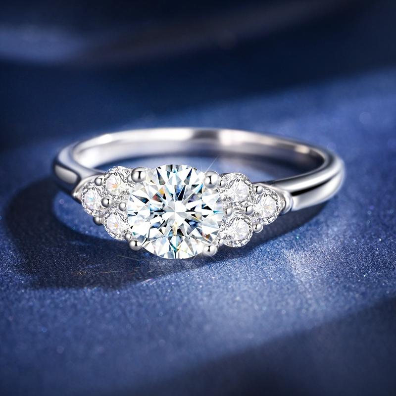100% S925 Silver Moissanite Ring 1CT Sparkling Classic Wedding Band Engagement Party Ring Women Female Bridal Jewelry