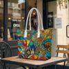 Colorful Geometric Pattern Tote Bag Casual Large Capacity Daily Shoulder Bag Fashion Handbag For Shopping Travel Commute