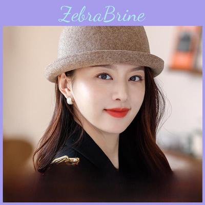 Hat Fisherman Wool Womens Japanese Style Small Brim Rolled Edge Autumnwinter Casual Basin Hat