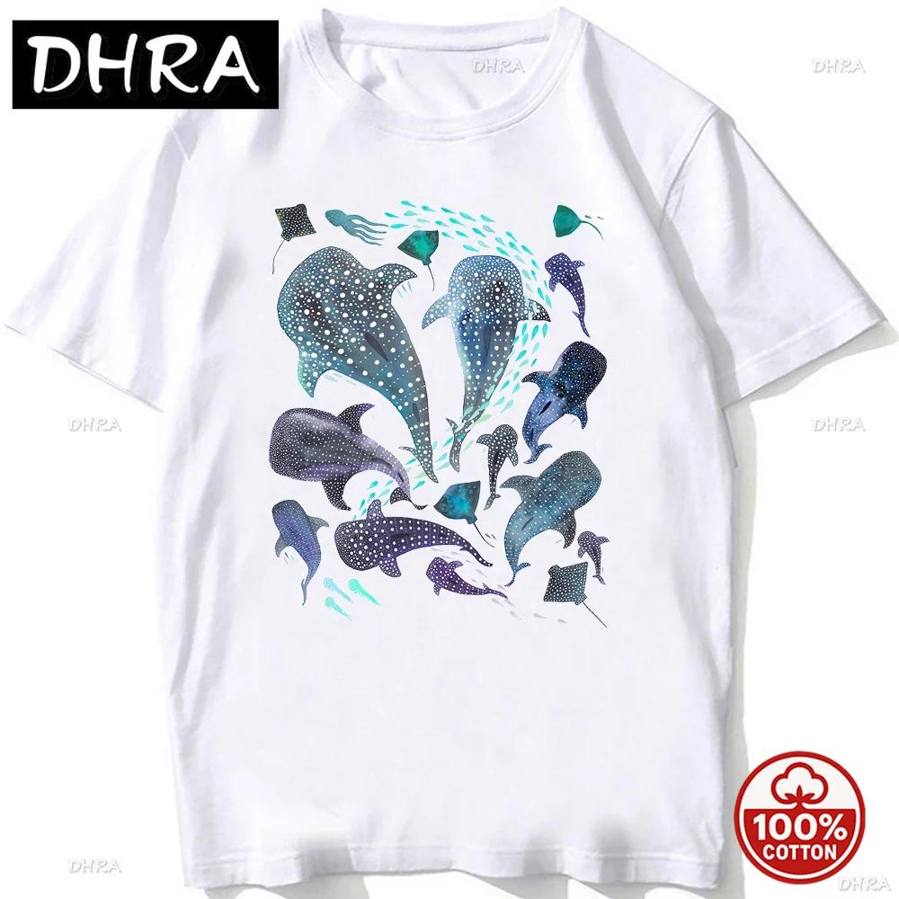 Whale Shark Anatomy Biology Tshirt Unisex Hip Hop Casual Soft Cotton Loose Oneck Tshirts Beach Diving White Tshirt Vintage Tees