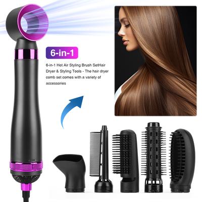 6 In 1 Hair Straightener Multifunctional Hair Curler Strong Wind Curling Iron Hot Air Comb for Drying Curling Straightening