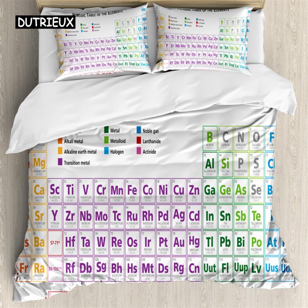 

Периодическая таблица элементов пододеяльник научный комплект постельного белья микрофибра любители химии обучающее изображение для детей подростков декор для взрослых AU Queen(210x210cm)