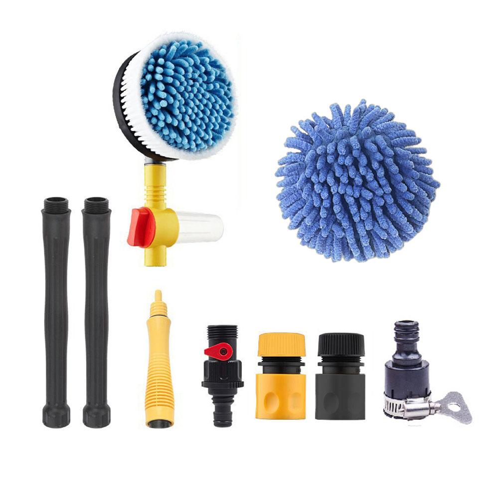 Auto Rotating Car Wash Brush Kit With Long Handle Pressure Washer Mop For Cars/RV/Truck/Yard/Garden Mop Cleaning