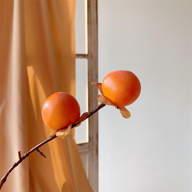 Artificial Red Persimmon Bouquet Ornament for Living Room Decor