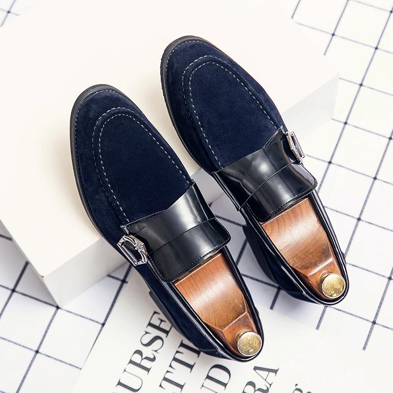 

Fashion Quality Pointed Business Man Leather Shoes Retro Style Business Casual Loafers Brand Low Cut Comfort Versatile Men Leather Shoes 46 чёрный