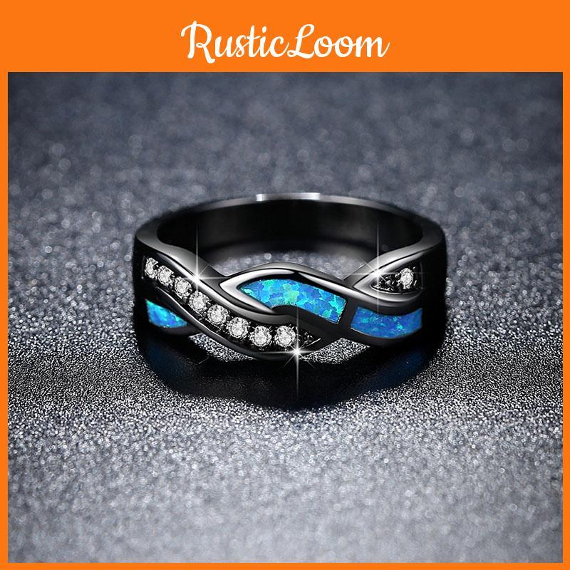 Elegant Blue Opal Ring For Women Featuring Floral Design And Luxurious Materials
