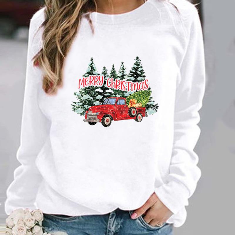 

(Азиатский размер) Флисовый тренд с Рождеством, Новым годом, женский принт, женский праздничный принт, модные повседневные пуловеры, одежда, свитшоты с графикой