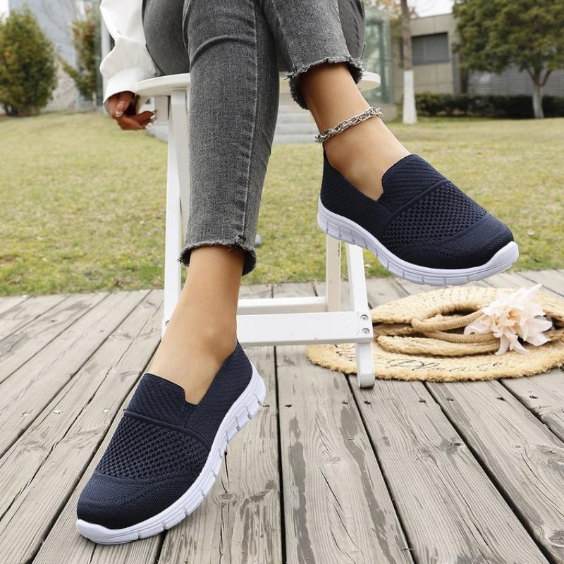 Fashion Casual Sports Shoes Round Head Deep Mouth Mesh Cloth Breathable Soft Sole Anti-slip Wear-resistant Flat Shoes