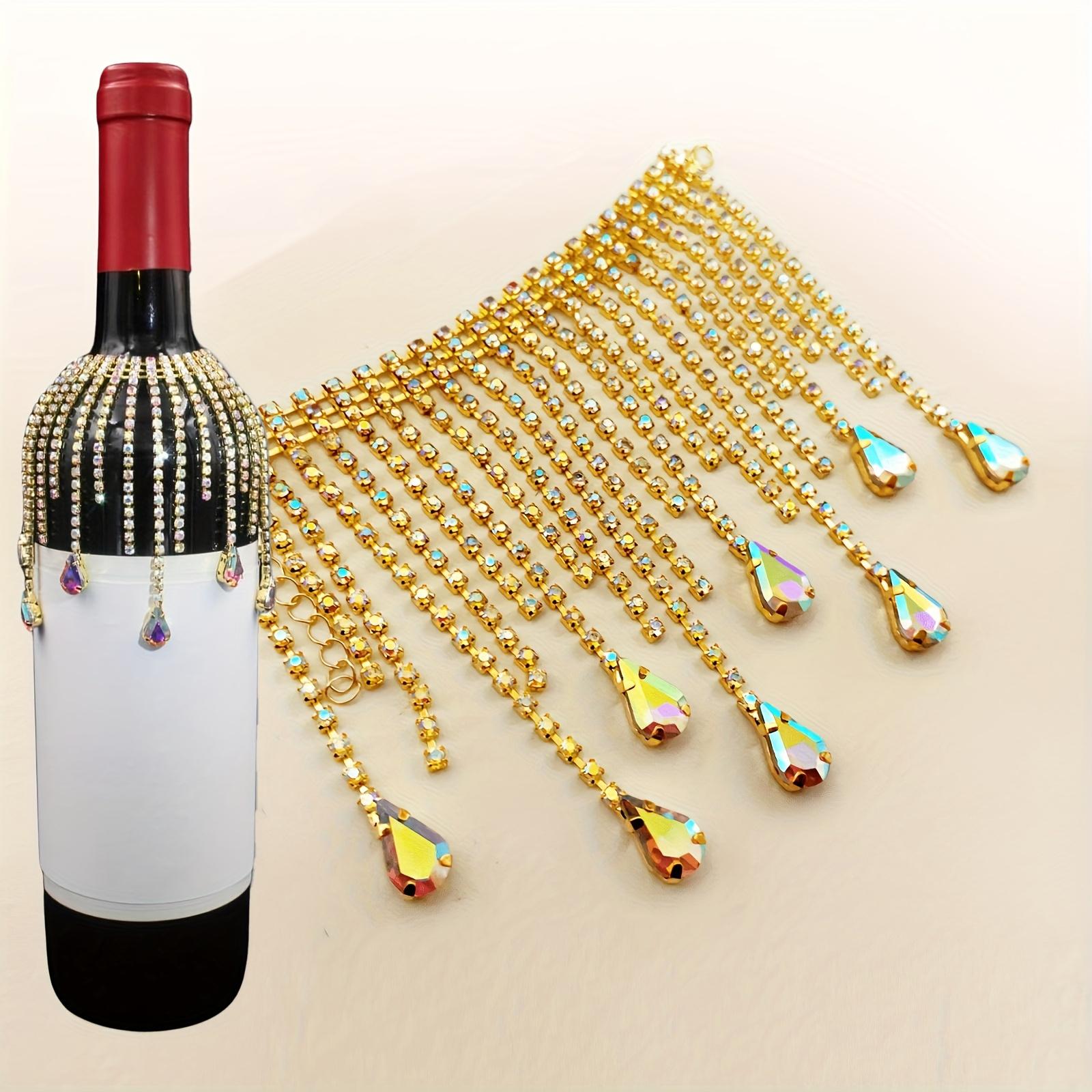 

Элегантная хрустальная подвеска в виде винной бутылки, кисточка из колпачка винной бутылки, украшение стола для свадьбы и помолвки, металлическое глянцевое украшение стола золотистый