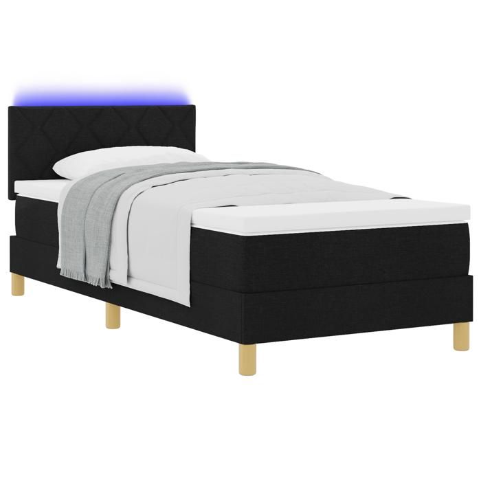 VidaXL Lit à sommier avec Matelas & LED Noir 100x200 cm Tissu 3342494