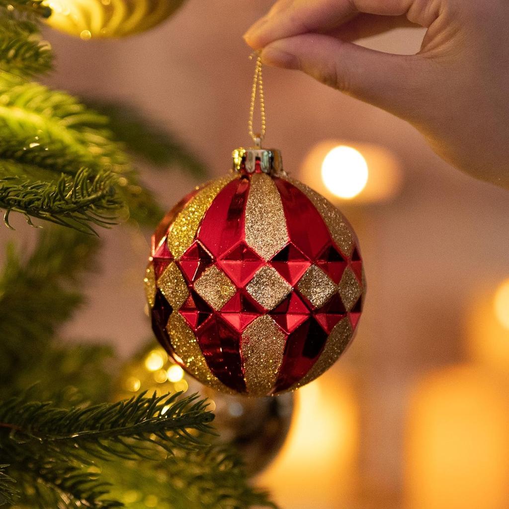 Valery Madelyn Christmas Christmas Set of Christmas Christmas Tree Christmas Gorgeous Christmas Ball Ornaments in Red and Gold Ornaments, Large,