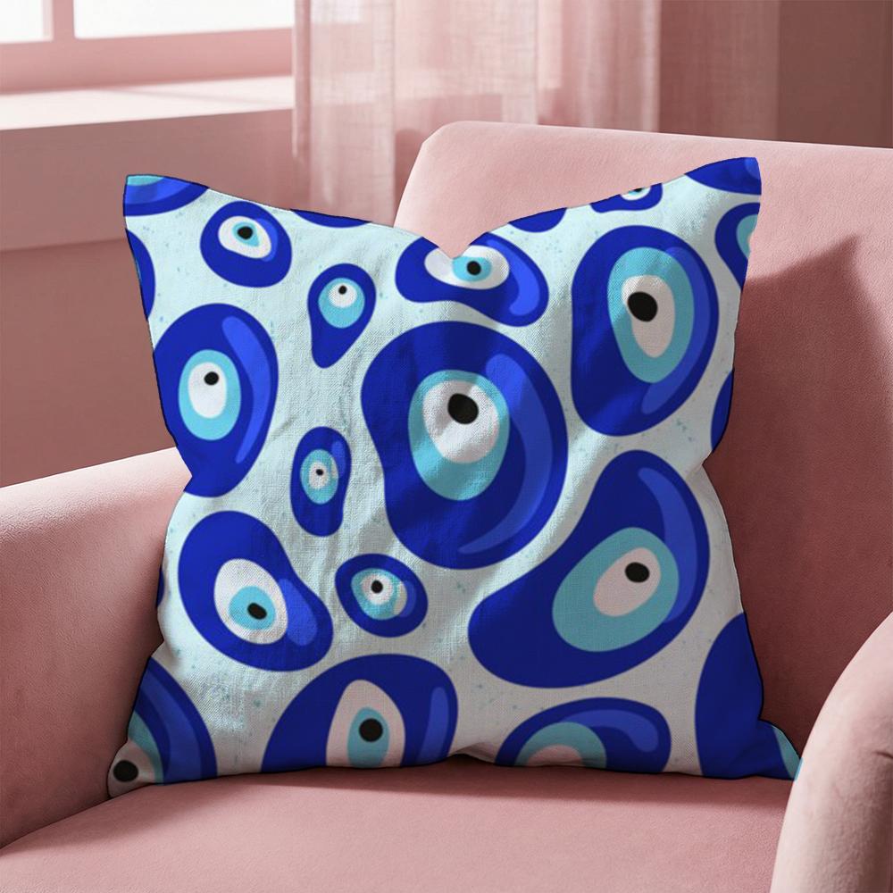 Evil Eye Symbol Art Cushion Cover Multi-Scene Pillow Cover for Home & Car - Reversible, Soft & Durable for Daily Use