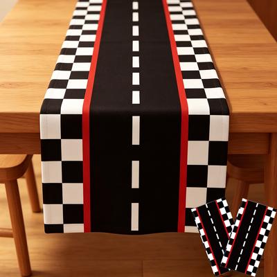 Racerbil Bordskånere Bilfest Dekoration Sortternet Flag Engangsdug til Racer Tema Fødselsdagsfest Tilbehør