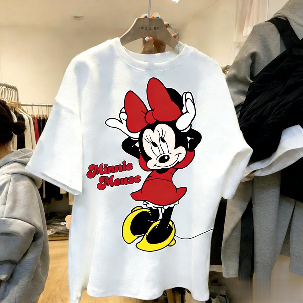 Unisex Oversized Minnie Mouse Cartoon T Shirt Women Men Vintage Short Sleeve Tee Summer Y2k Casual Streetwear Disney Print Tops