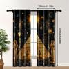 2pc,  Window Curtains Egyptian Pyramid Vintage 100% Polyester,Without Electricity Festive Holiday Applies To Multipurpose