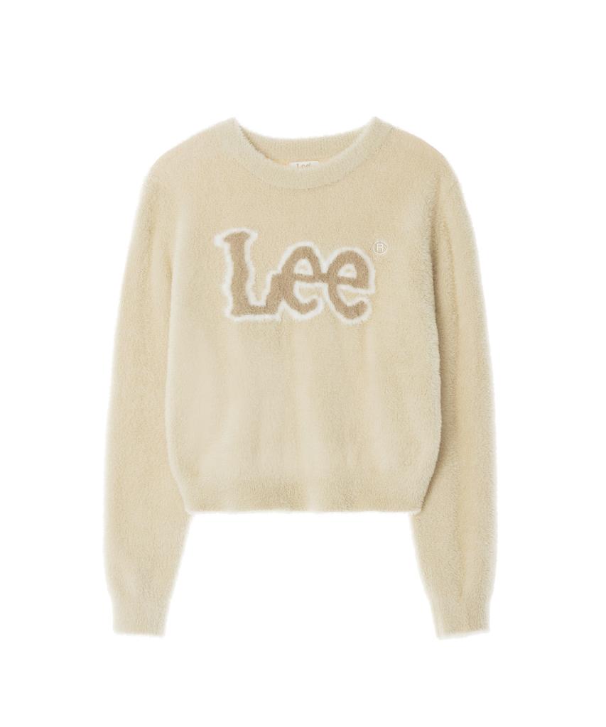 LEE Women'S Round Neck Hairy Logo Knit Sand Beige