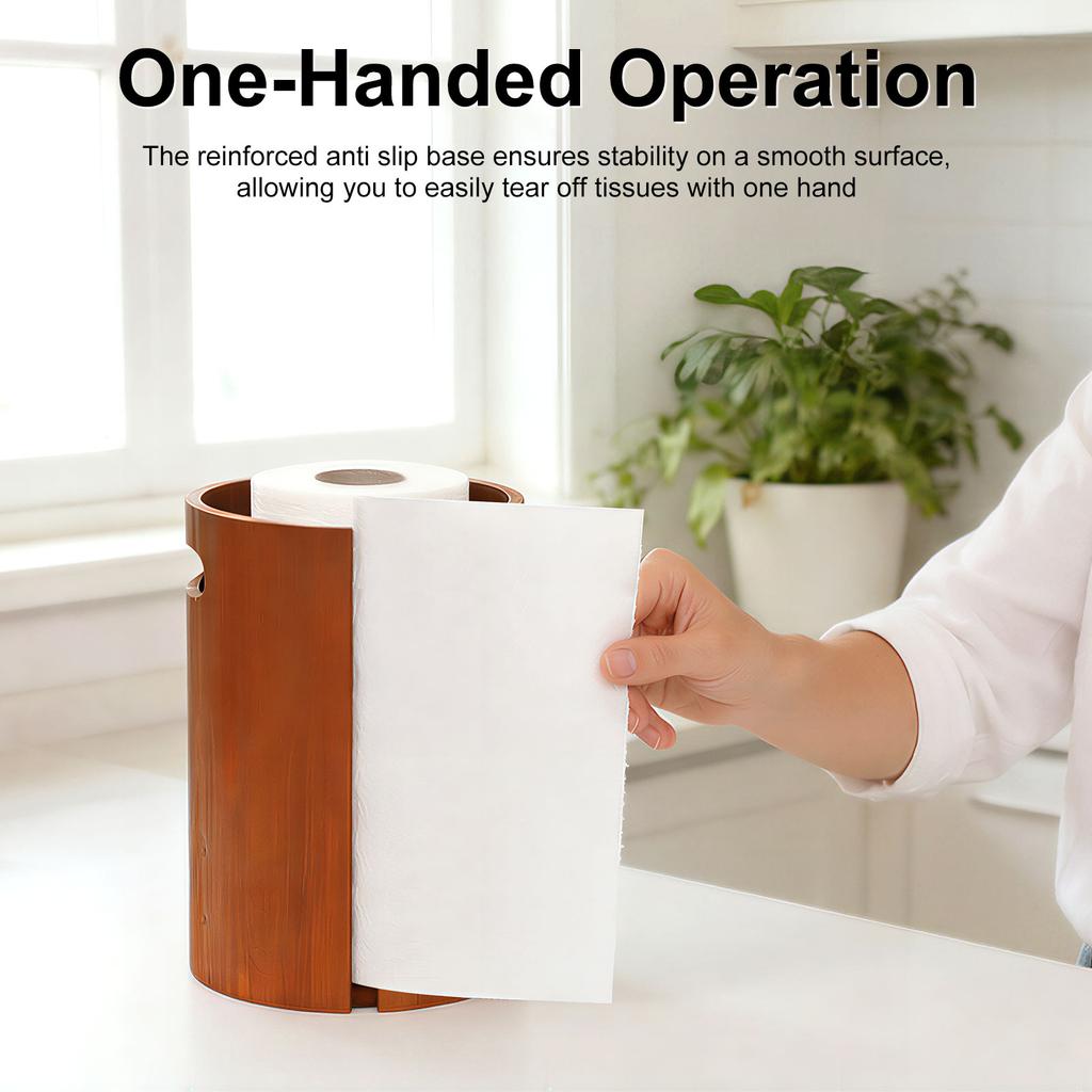 Wood Paper Towel Holder for Countertop Wooden Kitchen Towel Holder with Splash Guard Handle Weighted Non Slip Base Home Decor