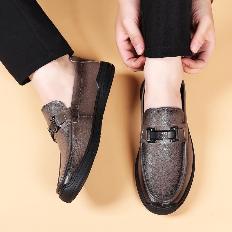 The first layer of sheepskin spring new men's casual leather shoes genuine leather men's shoes medium men's shoes single shoes