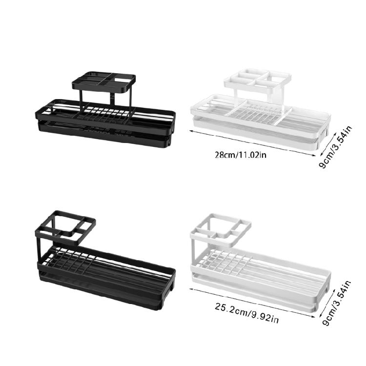 MultiSlot Toothbrush Holder for Bathroom, Countertop Organizers with Easy Drain Tray for Household Hairbrush Gadgets