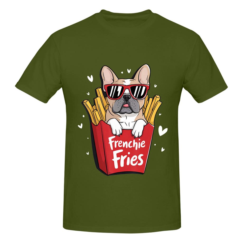 1 Piece Frenchie Fries Graphic 100 Cotton Tshirt French Bulldog Tees Tops For Unisex