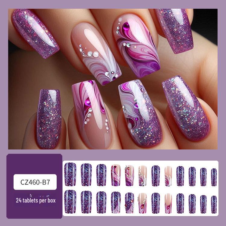 Long T-Point Diamond Jelly Glue False Nails - Press-On Nail Art Tips