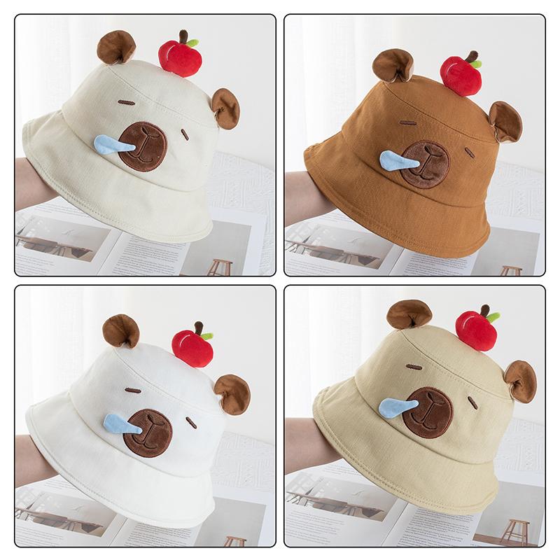 Cartoon Capybara Fisherman Hat Cute Sun Protection Bucket Hat For Men Women Summer Outdoor Casual  Sunscreen Hat Gifts