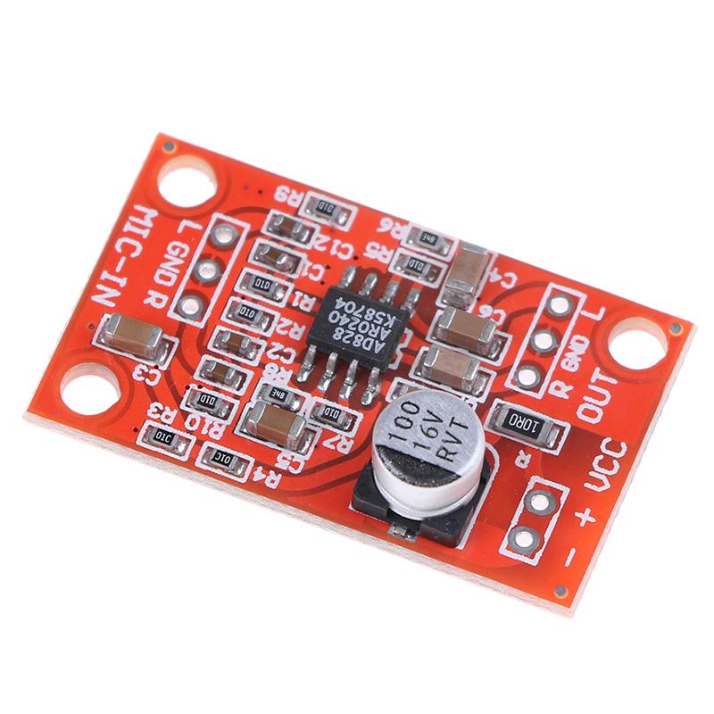 Ad828 Stereo Dynamic Microphone Preamplifier Board Mic Preamp Dc 3.7V-15V 12V