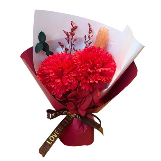 

2 Heads Mini Aromatherapy Soap Rose Bouquet Scented Artificial Flower Arrangement for Women Romantic Preserved Floral Gift for Women Mom Wife Best темно-красного
