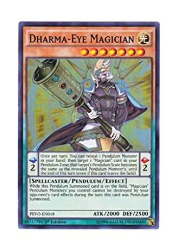 

Английская версия Magician Magician 1-е издание Yu-Gi-Oh! PEVO-EN018 Глаз Дхармы Глаз Дхармы (Супер Редкий)