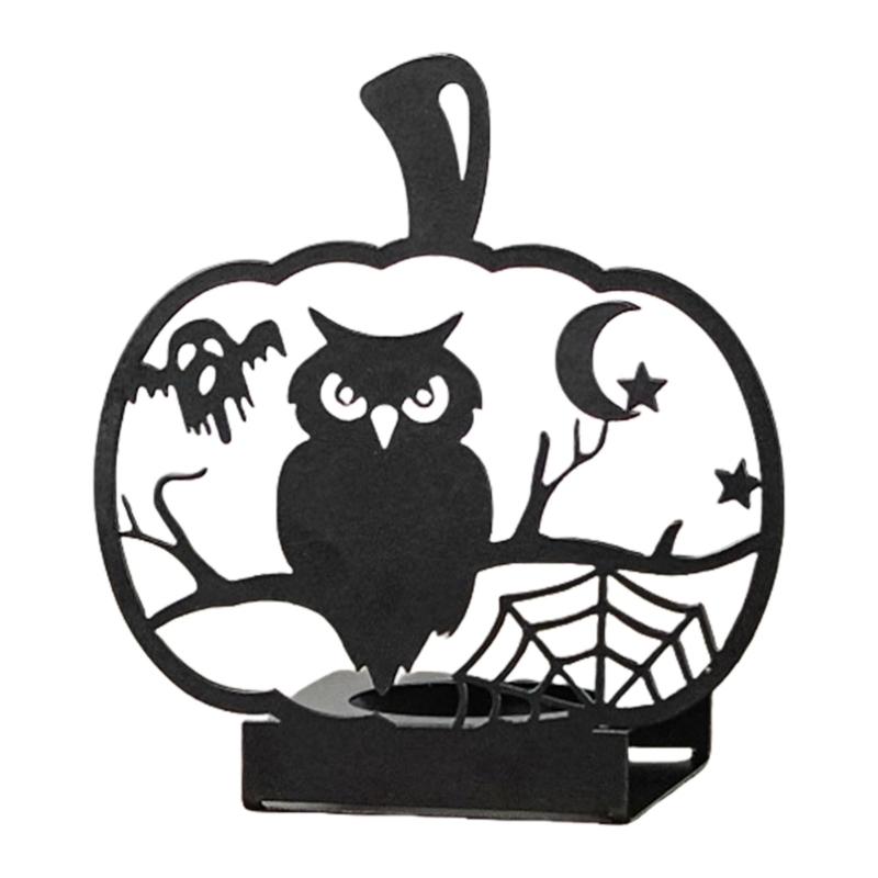 Horror Ghostly Bat Cats Iron Tealight Candle Holders for Halloween Festivities Home Centerpieces Candlestick Decors