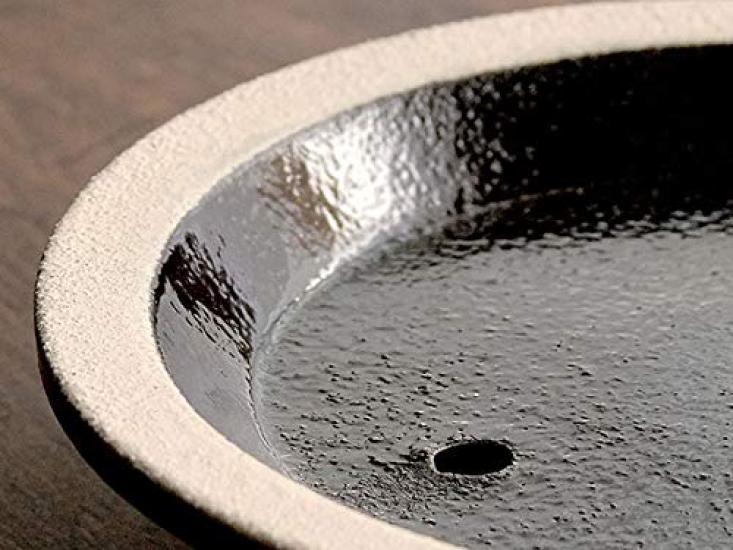 Minosarara Earthenware Pot for 2 for Direct Heat Black Glaze Line Double Made In Banko Ware Rice, Cups, Only, Pattern, Lid, Japan,