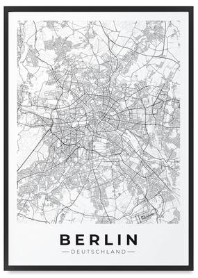 Poster Stadtplan Berlin im schwarzen Rahmen