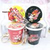 Miniature Gold Ramen Bowl Keychain: Fun Simulation of Korean Fire Chicken Noodles Pendant Toy