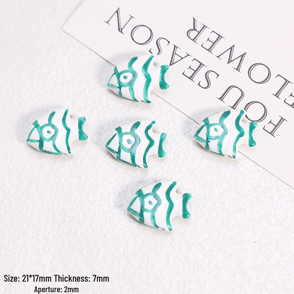 Hand-Painted Ocean Ceramic Beads: Tropical Fish, Starfish, and Seashell Shapes for DIY Jewelry