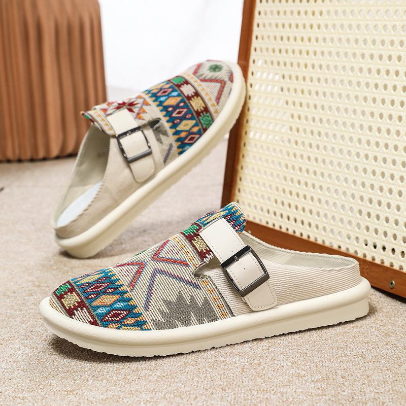 Mesh half slippers summer outer wear bag head sandals non-slip and deodorant heel half support one pedal slippers