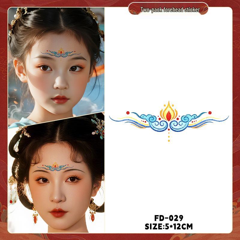 Dunhuang Glitter Face Stickers: Ancient Style Forehead & Eye Tattoos for Hanfu and Stage Performance