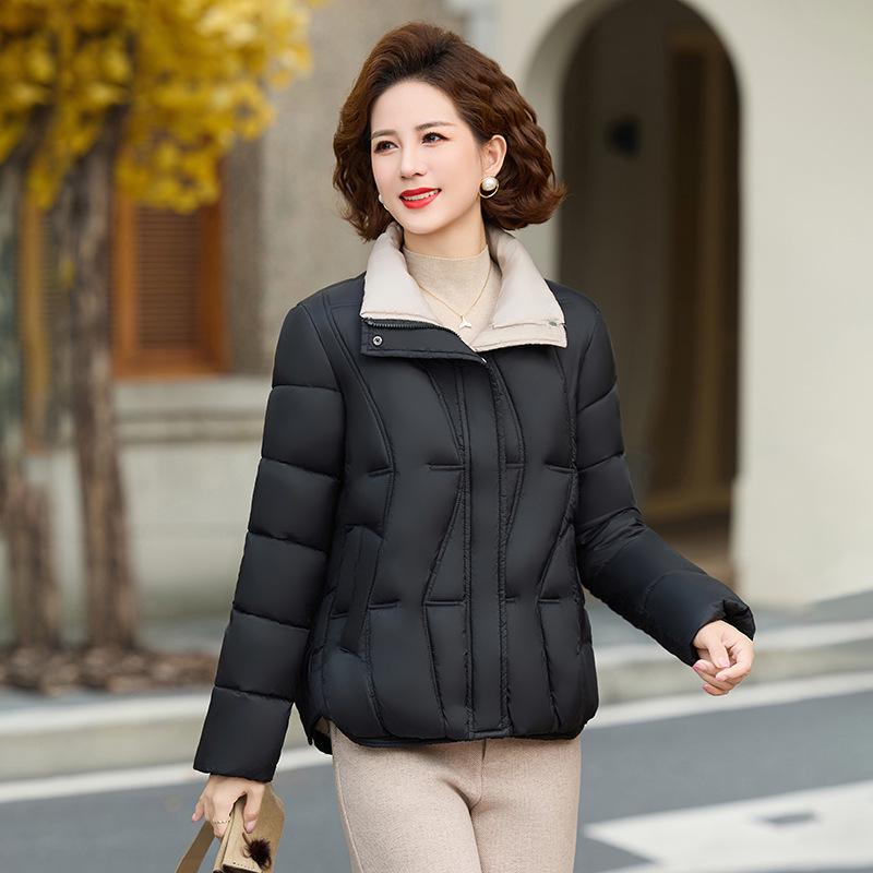 Stylish Mom's Short Down Jacket: Winter Fashion for Middle-Aged & Elderly