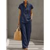 HNXC Women's Fashion POLO Neck Casual Short Sleeve Pants Suits Classic Exquisite